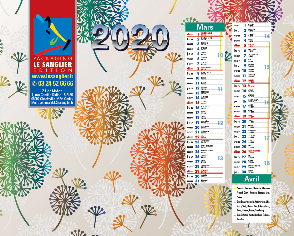 Page 2 du calendrier 2020